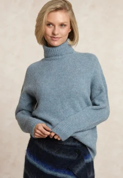 Fashion River Woods Alpaca-wol rolkraag trui blauw -