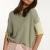 New River Woods Alpaca-wollen trui gestreepte rug groen -