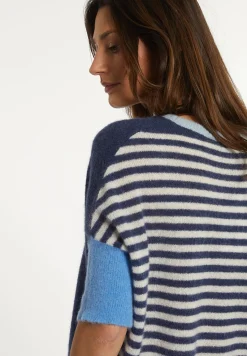 Best River Woods Alpaca-wollen trui gestreepte rug blauw -