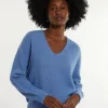 Discount River Woods Alpaca-wollen V-hals trui blauw -