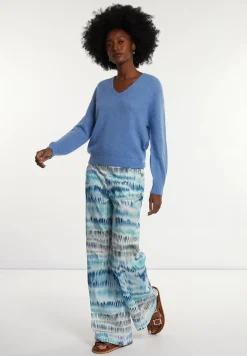 Discount River Woods Alpaca-wollen V-hals trui blauw -