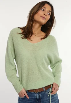 Clearance River Woods Alpaca-wollen V-hals trui groen -