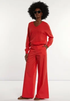 New River Woods Alpaca-wollen V-hals trui rood -
