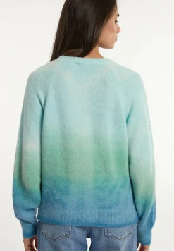 Hot River Woods Alpaca-zuivere scheerwol degradé trui groen/blauw -