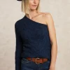 Fashion River Woods Asymmetrische kabeltrui indigo -
