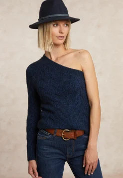 Fashion River Woods Asymmetrische kabeltrui indigo -