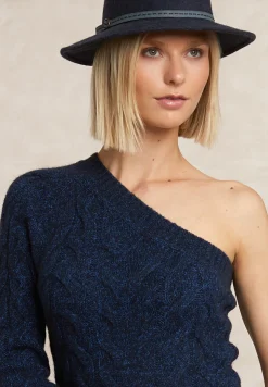 Fashion River Woods Asymmetrische kabeltrui indigo -