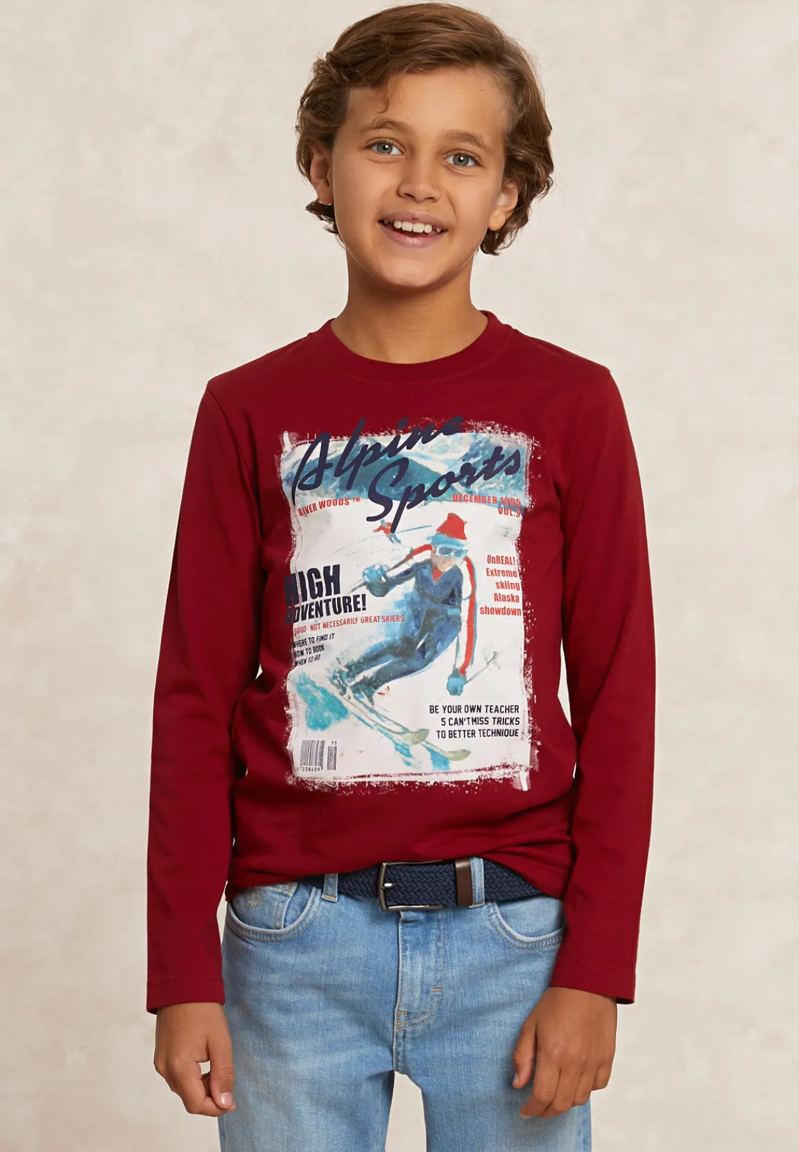 Hot River Woods Basic fantasie T-shirt lange mouwen red cross -