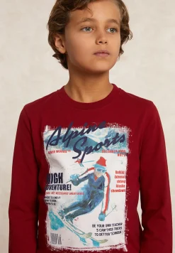 Hot River Woods Basic fantasie T-shirt lange mouwen red cross -