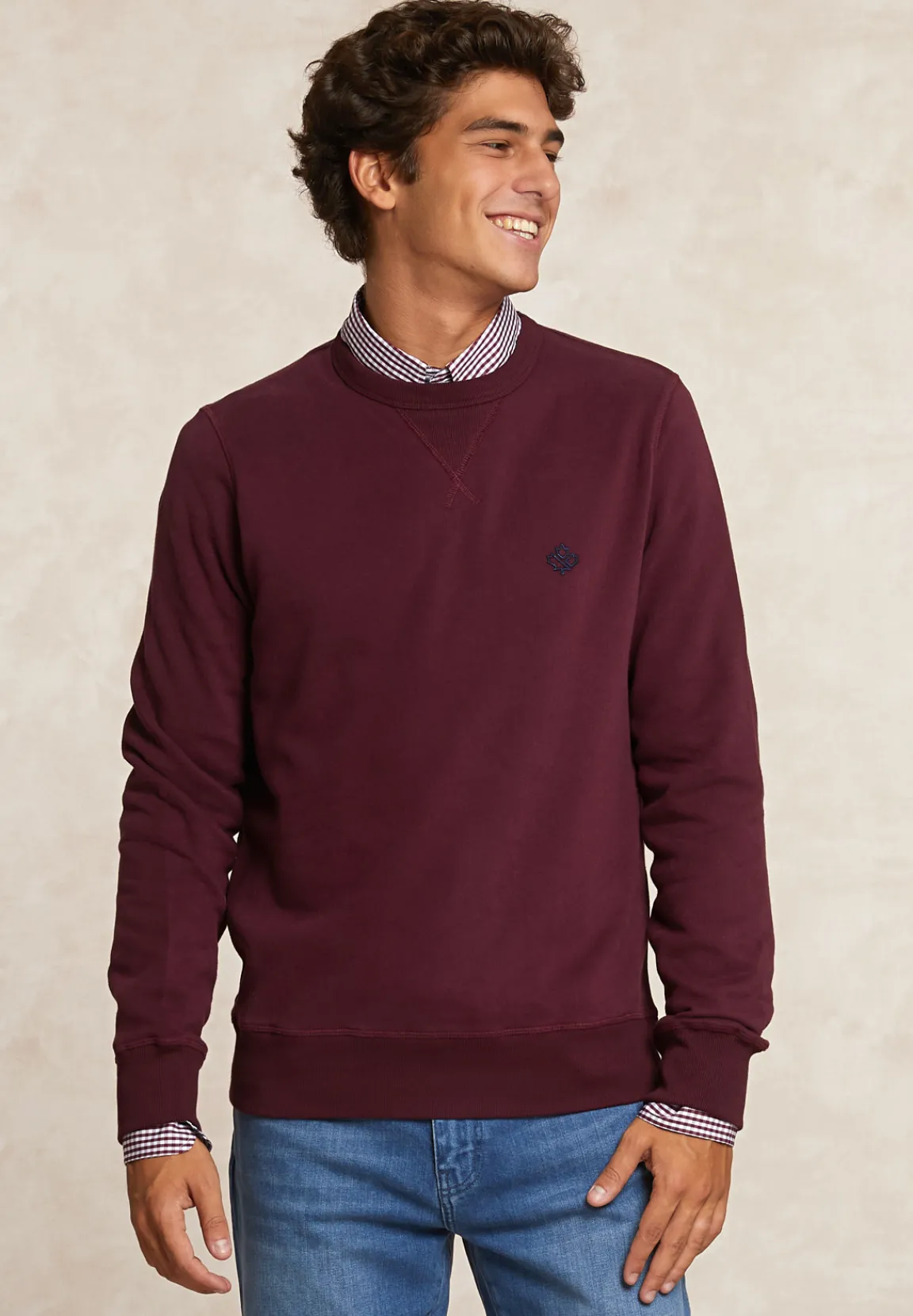 Hot River Woods Basic katoenen fleecetrui ronde hals grape -