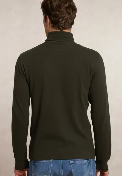 New River Woods Basic katoenen rolkraag T-shirt lange mouwen olive mix -