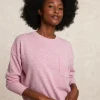 Best River Woods Basic merinotrui ronde hals borstzak roze -