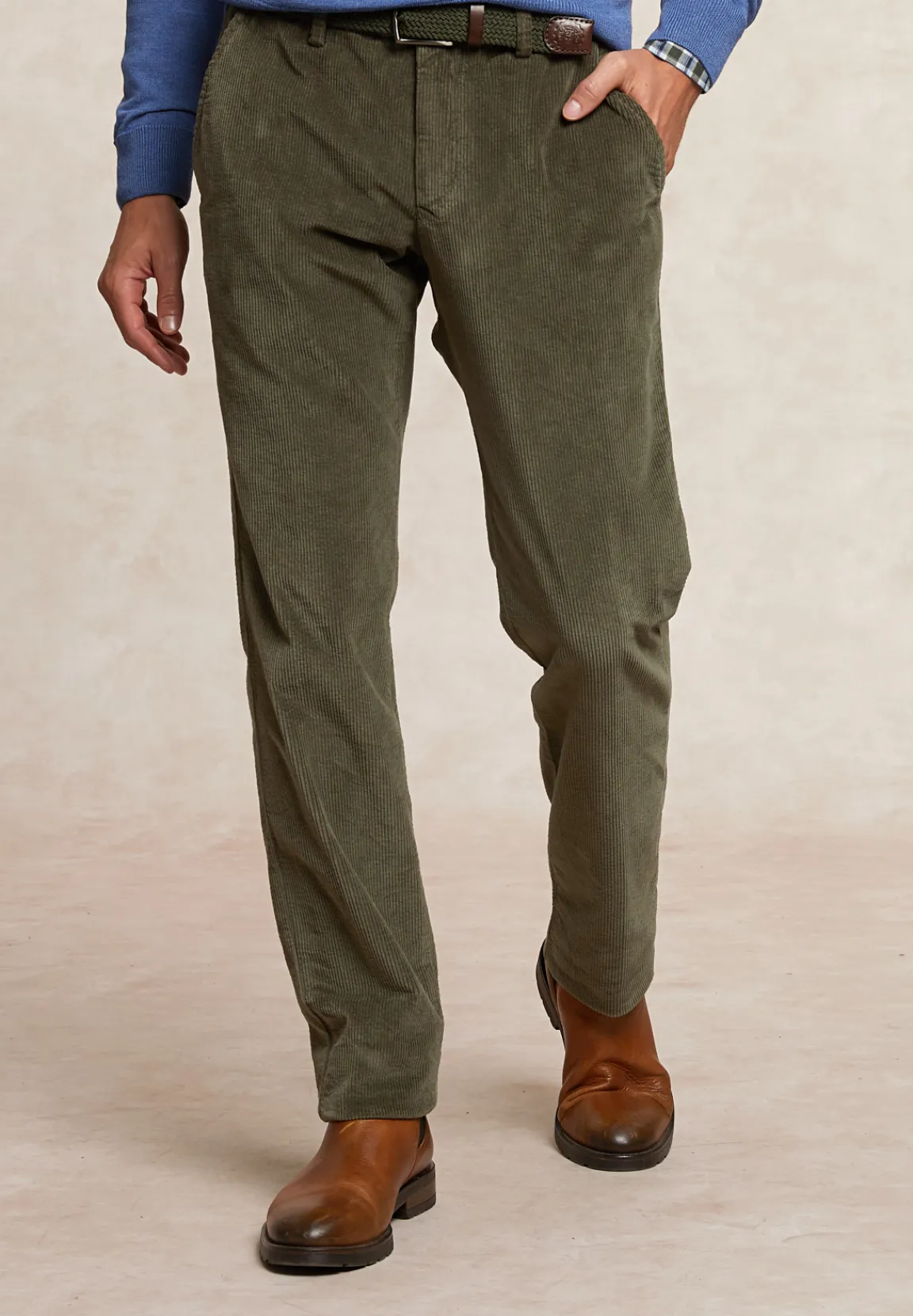 Outlet River Woods Basic ribfluwelen stretch broek garden -