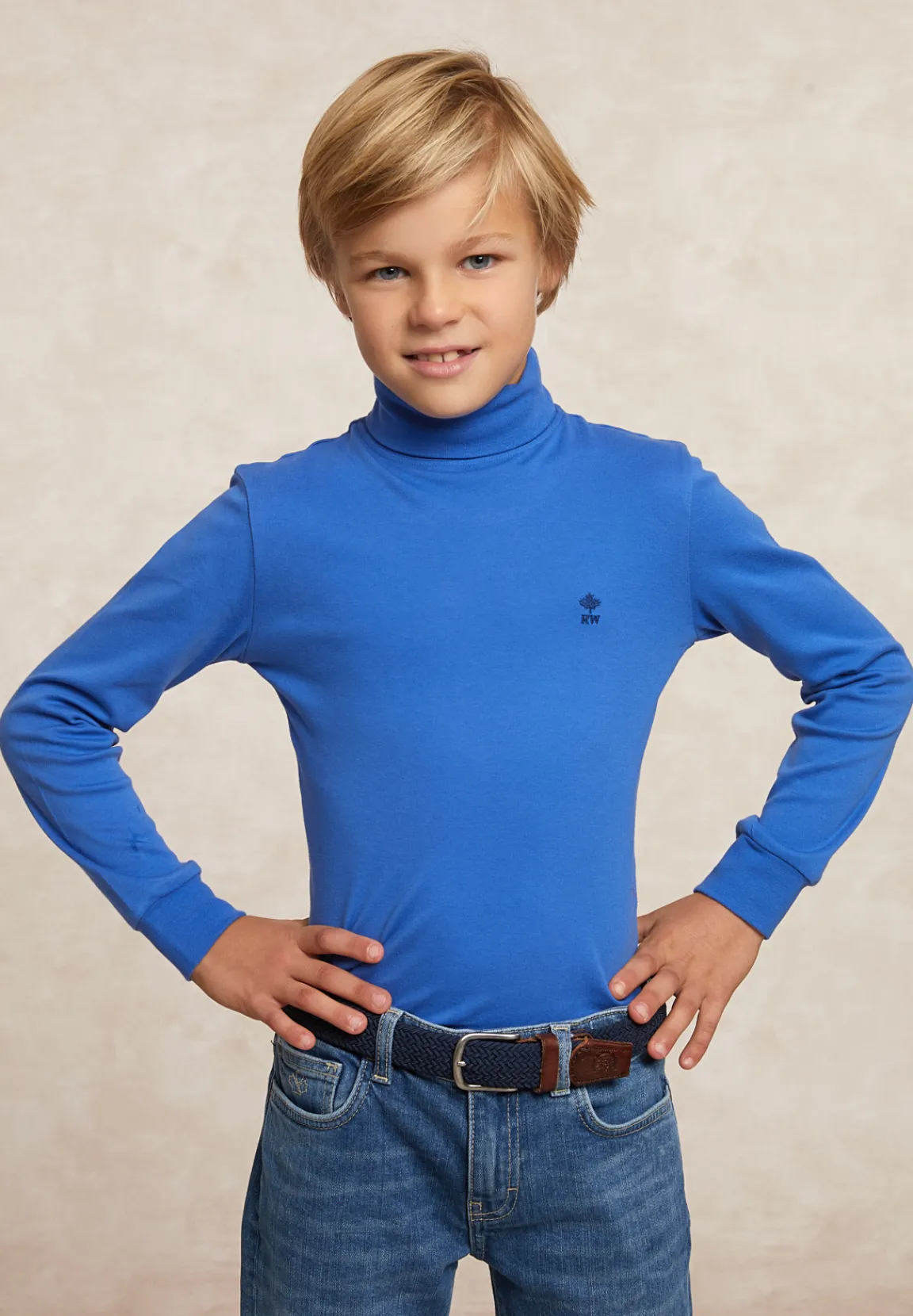 Outlet River Woods Basic rolkraag T-shirt blauw -