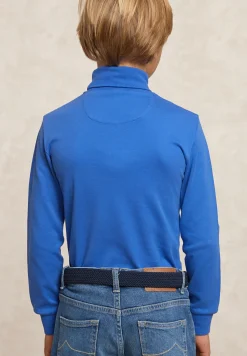 Outlet River Woods Basic rolkraag T-shirt blauw -