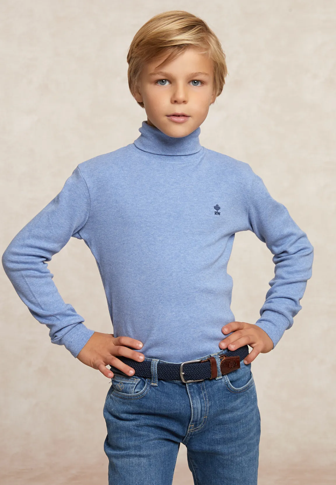 Discount River Woods Basic rolkraag T-shirt dk glacier mix -