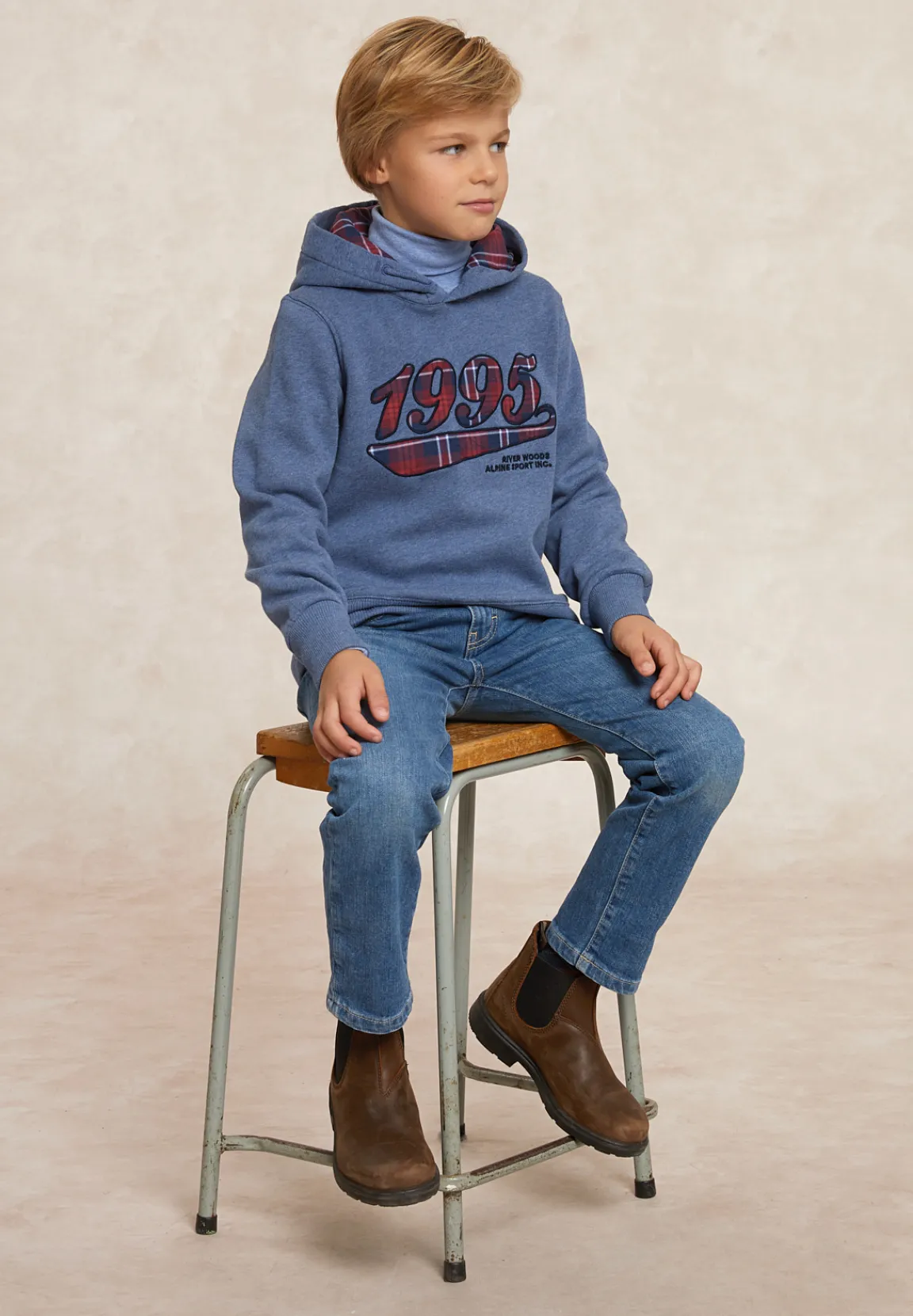 Discount River Woods Basic rolkraag T-shirt dk glacier mix -