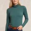 Hot River Woods Basic rolkraag T-shirt lange mouwen groen -