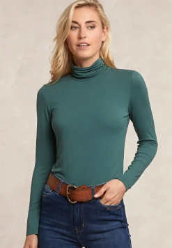 Hot River Woods Basic rolkraag T-shirt lange mouwen groen -