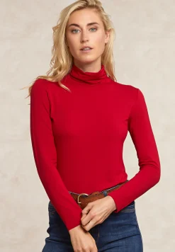 Sale River Woods Basic rolkraag T-shirt lange mouwen rood -