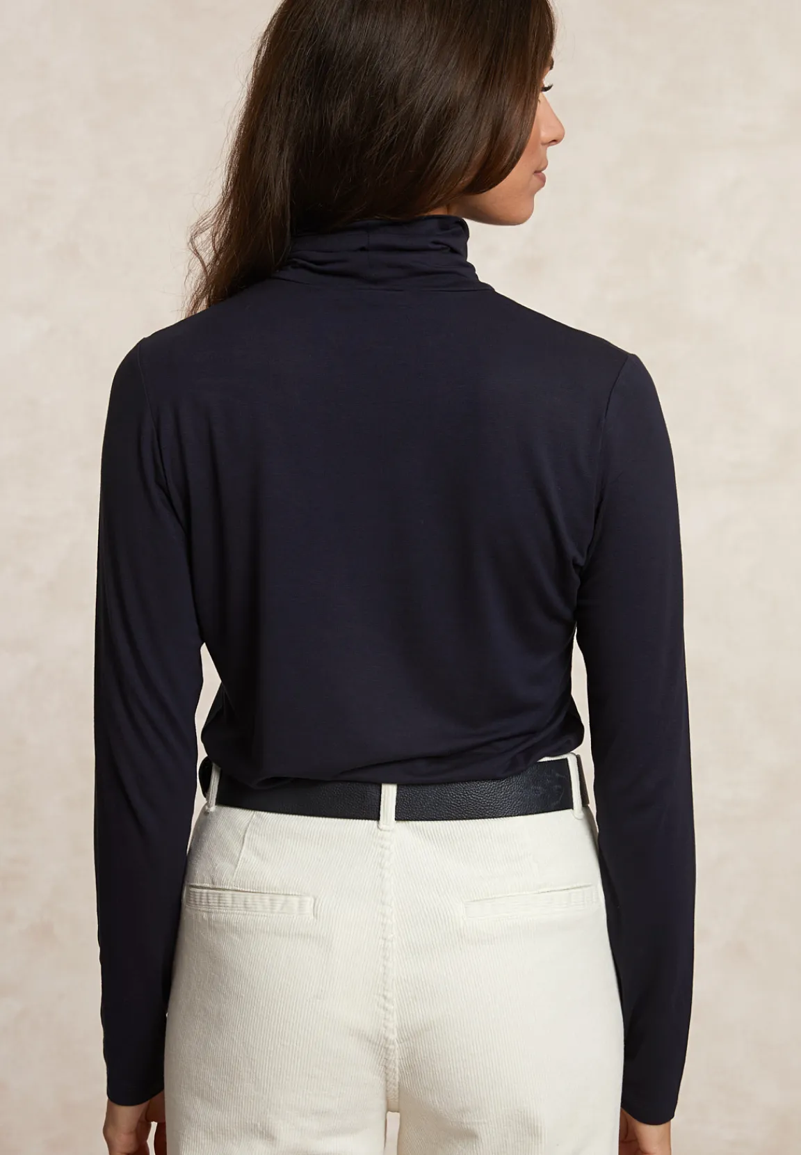 Fashion River Woods Basic rolkraag T-shirt lange mouwen navy -