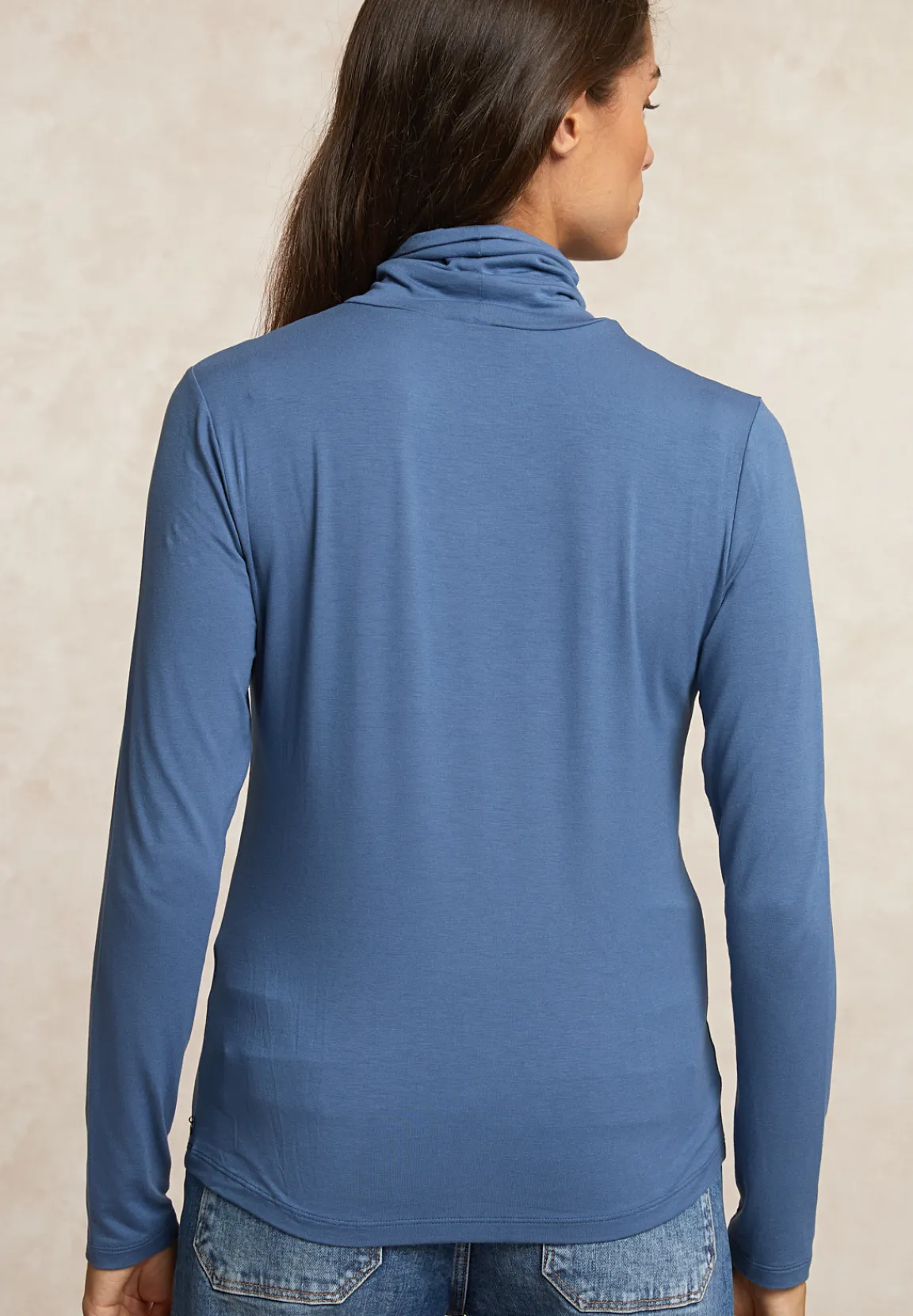 Online River Woods Basic rolkraag T-shirt lange mouwen blauw -
