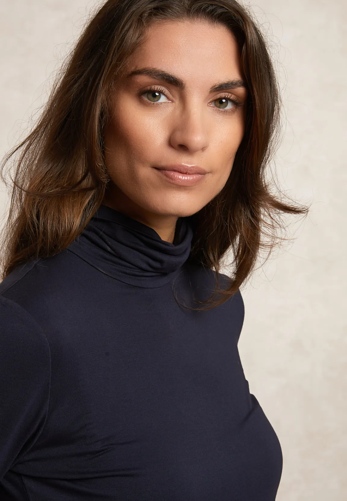 Fashion River Woods Basic rolkraag T-shirt lange mouwen navy -