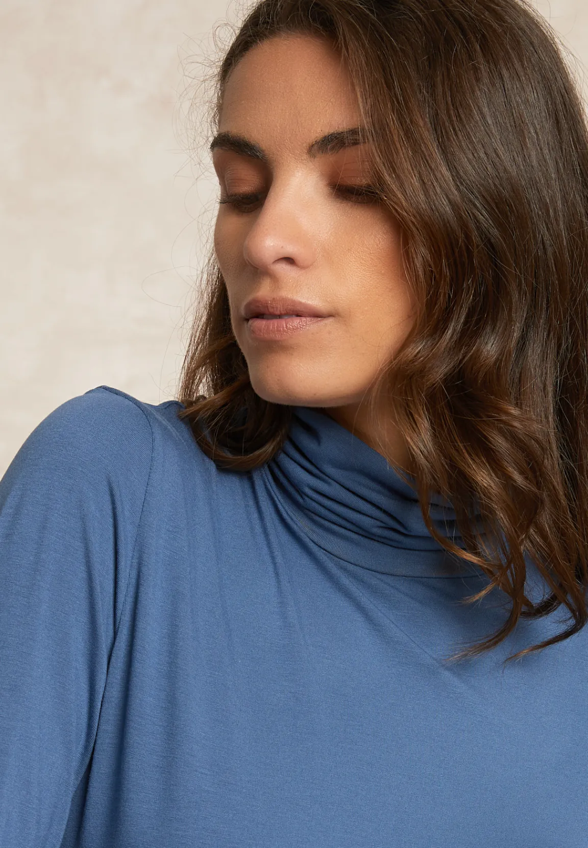 Online River Woods Basic rolkraag T-shirt lange mouwen blauw -