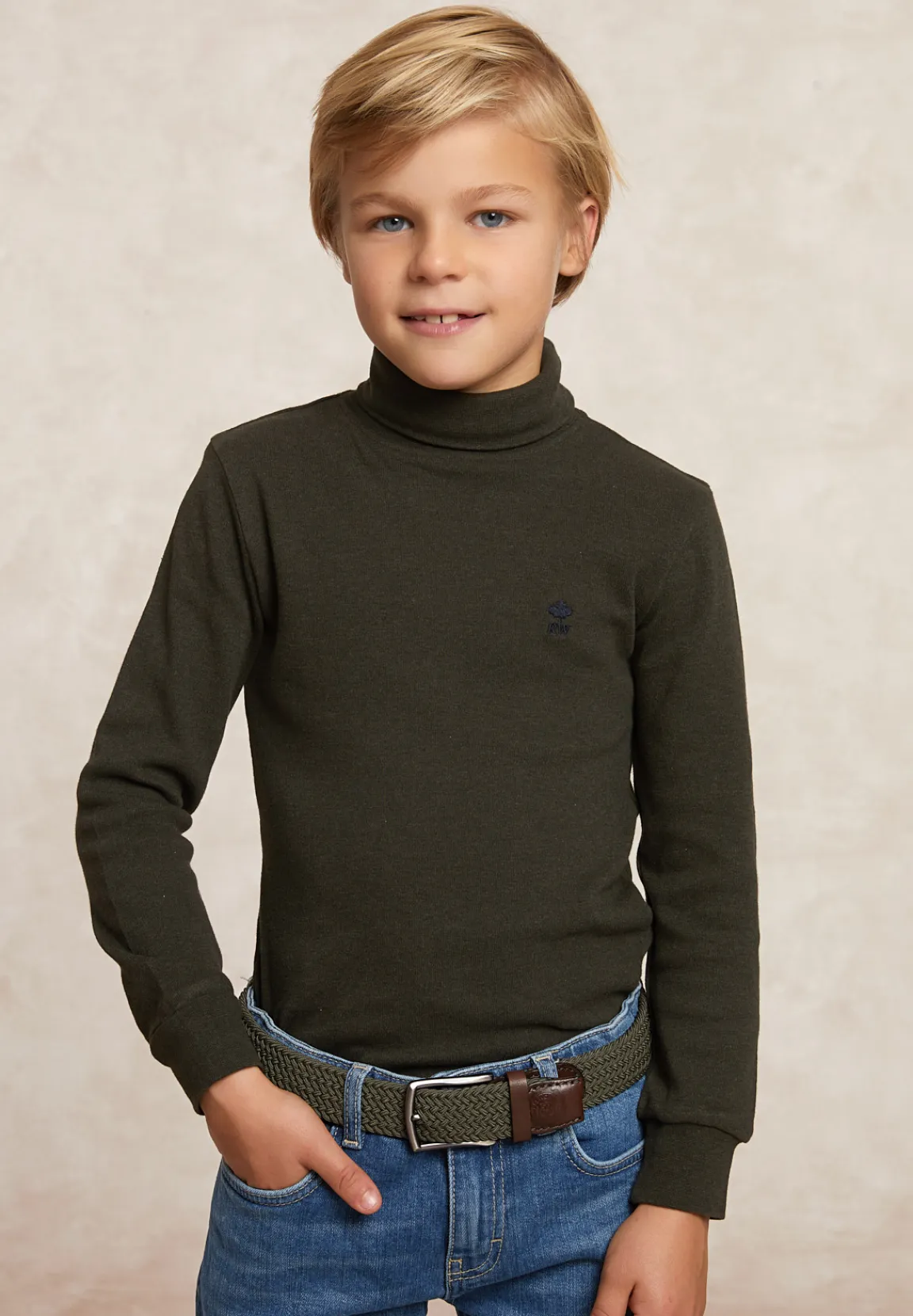 New River Woods Basic rolkraag T-shirt olive mix -