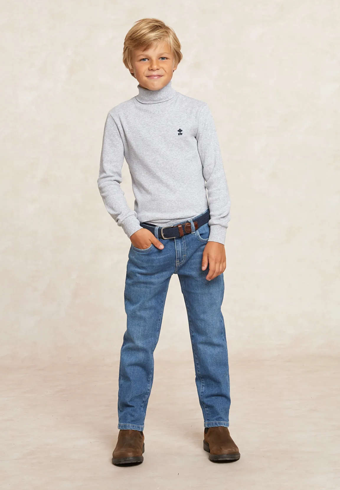 Discount River Woods Basic rolkraag T-shirt oxford mix -
