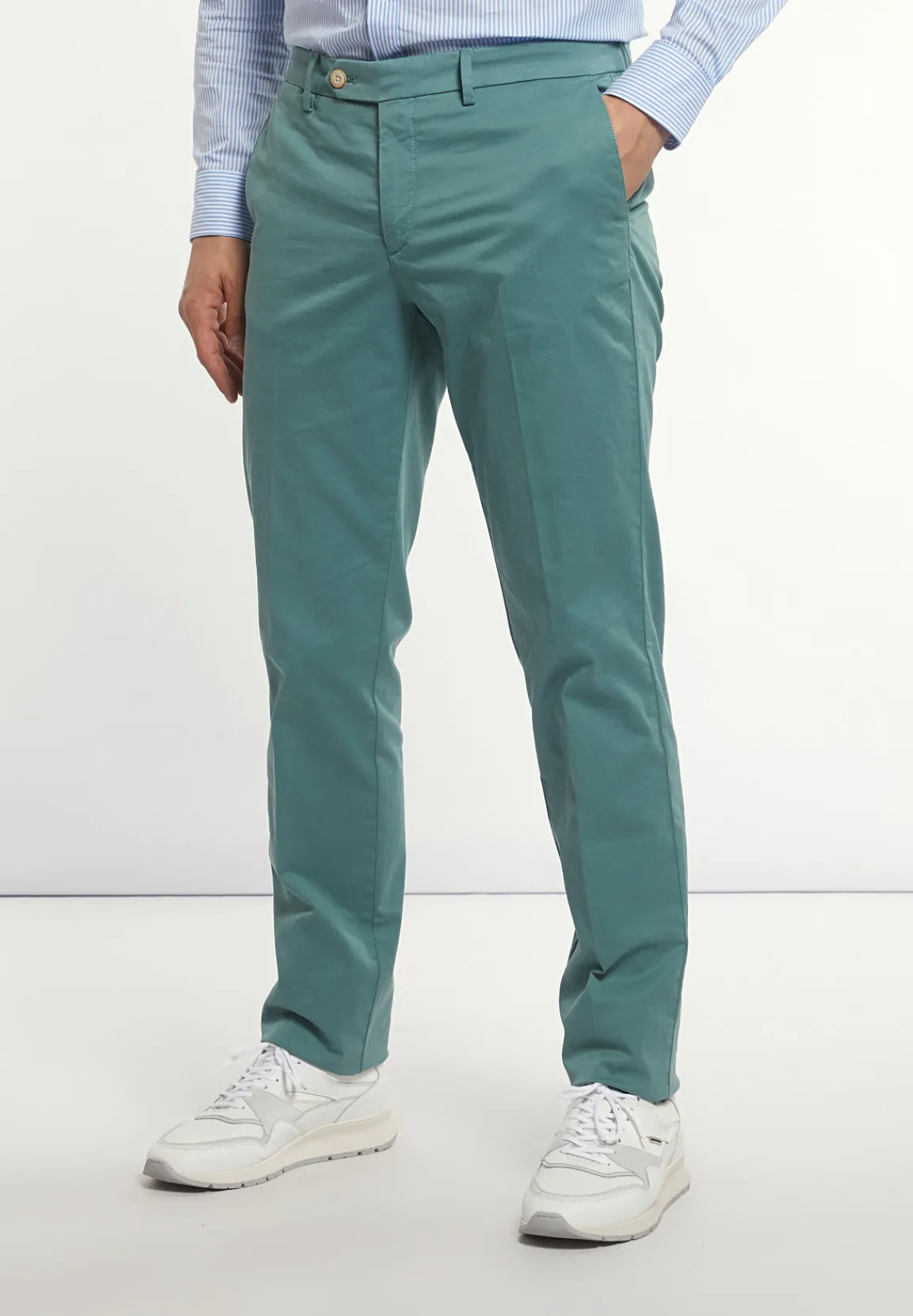 Sale River Woods Basic stretch chinobroek opal green -