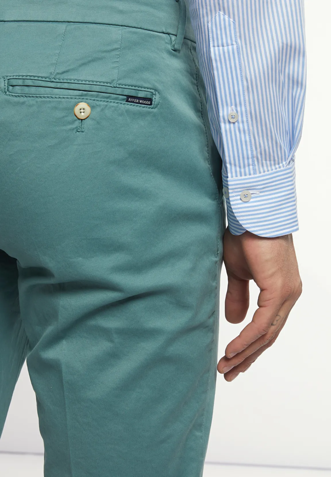 Sale River Woods Basic stretch chinobroek opal green -