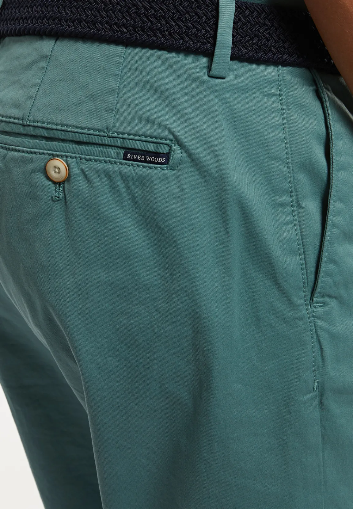 Sale River Woods Basic stretch chinobroek opal green -
