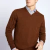 Fashion River Woods Basic trui met V-hals in bruin -