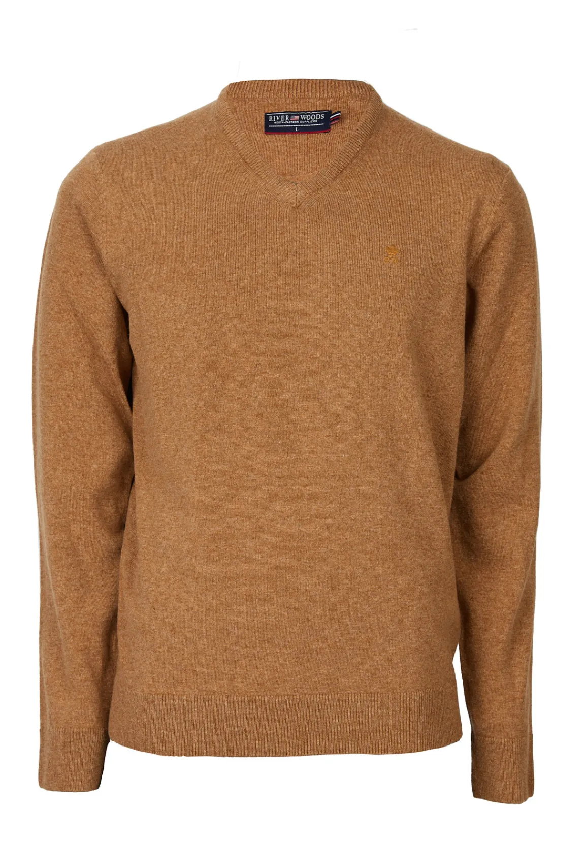 Sale River Woods Basic trui met V-hals in bruin -