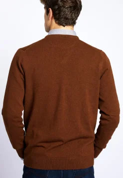 Fashion River Woods Basic trui met V-hals in bruin -