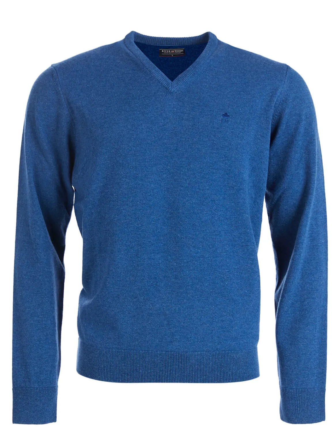 Sale River Woods Basic trui met V-hals in blauw -