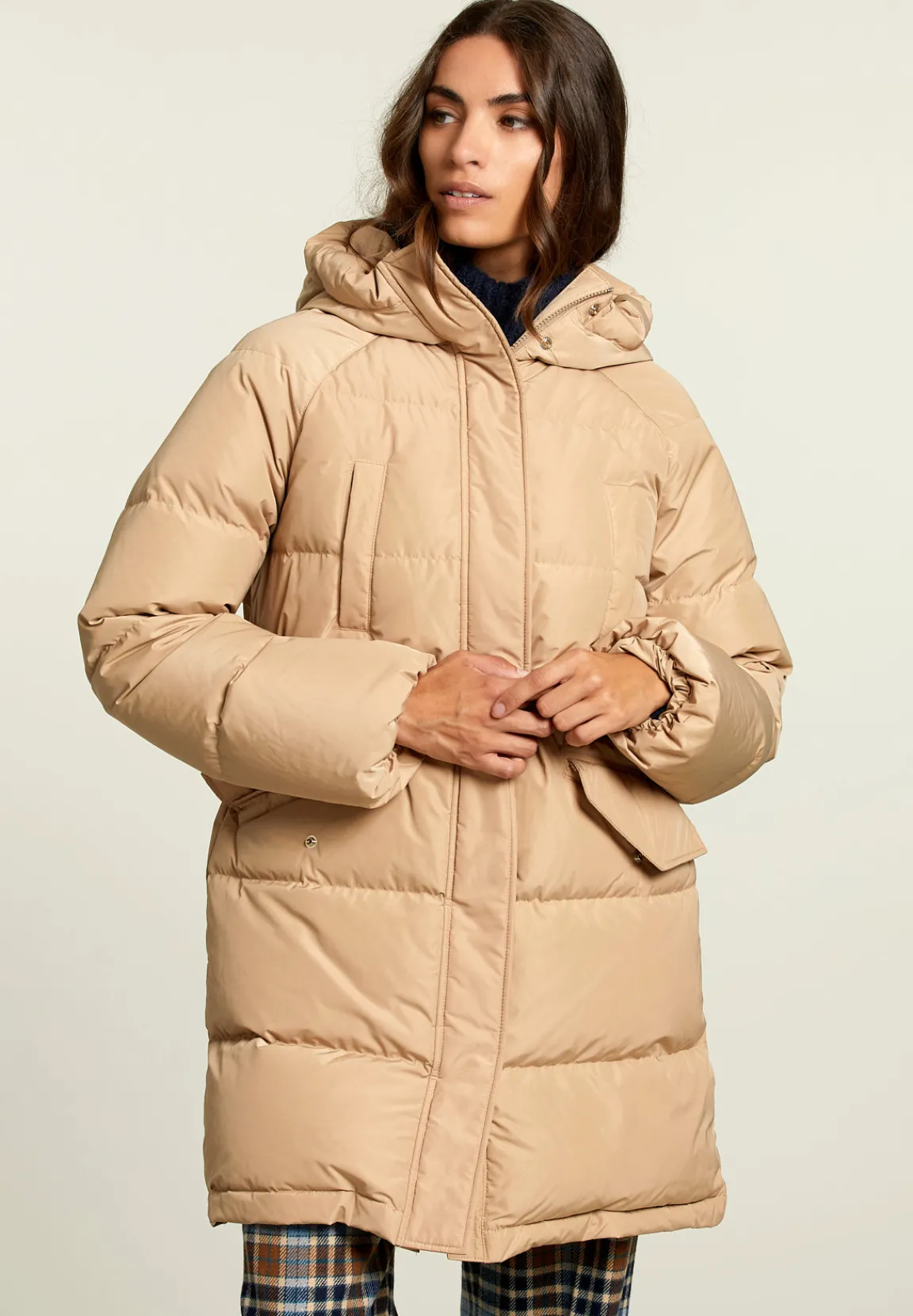 Discount River Woods Beige donsjas met kap -