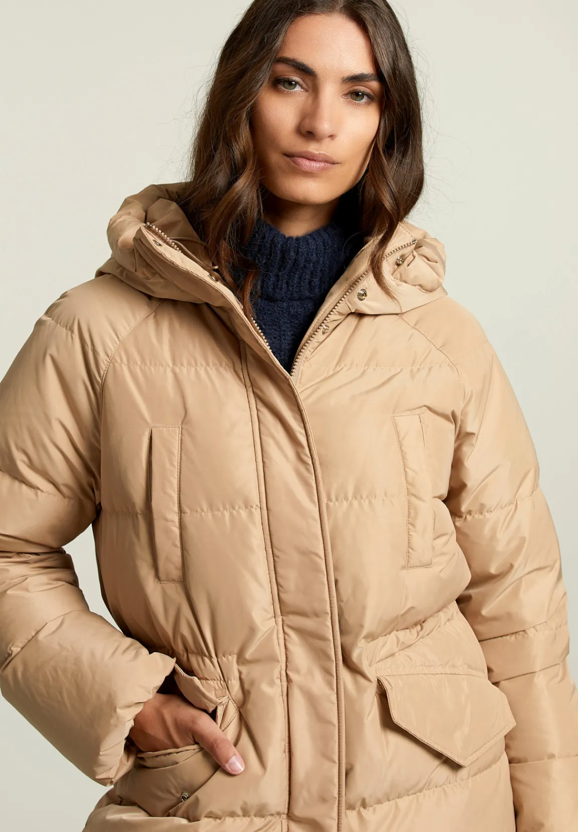Discount River Woods Beige donsjas met kap -