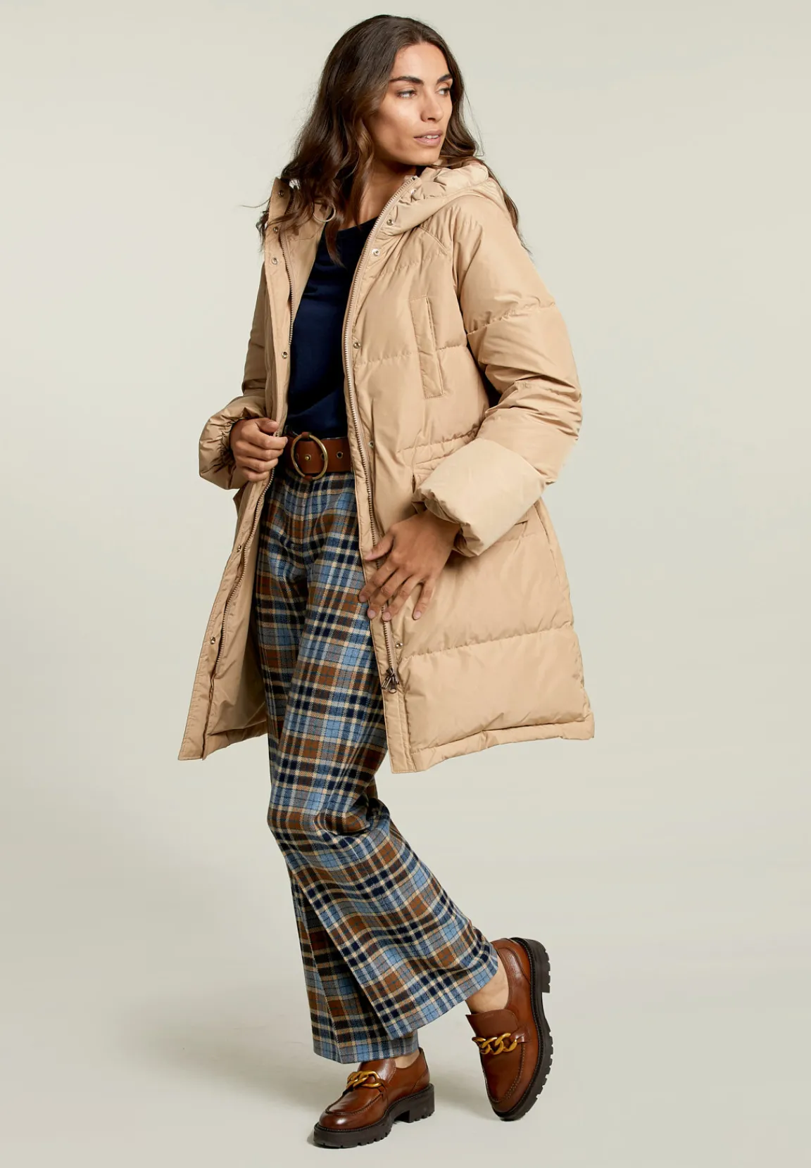 Discount River Woods Beige donsjas met kap -
