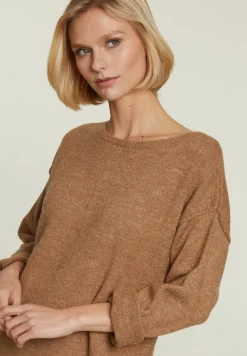 Sale River Woods Beige gebreide jurk ronde hals -