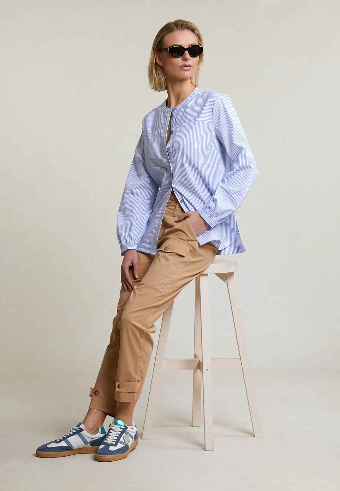 Hot River Woods Beige lange broek opgestikte zak -
