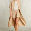 Discount River Woods Beige linnen short met riem -
