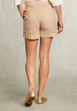 Discount River Woods Beige linnen short met riem -