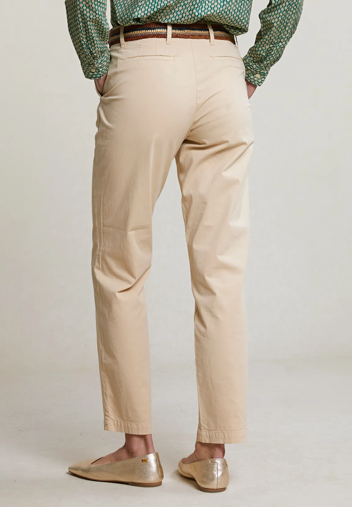 New River Woods Beige rechte stretch broek -