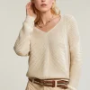 Clearance River Woods Beige V-hals trui lange mouwen -