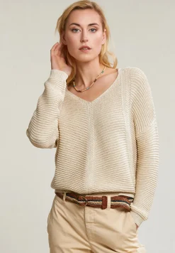Clearance River Woods Beige V-hals trui lange mouwen -
