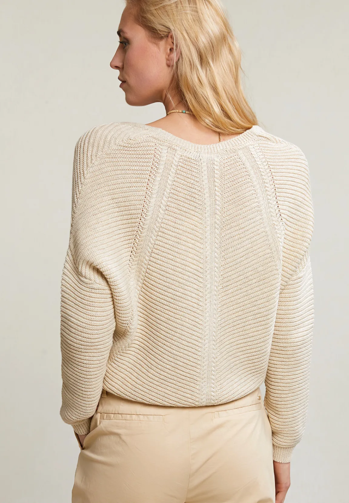Clearance River Woods Beige V-hals trui lange mouwen -