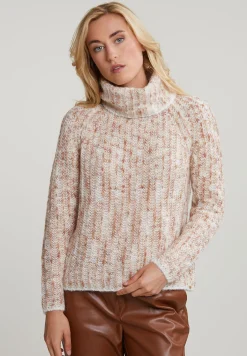 Fashion River Woods Beige/witte rolkraag trui lange mouwen -