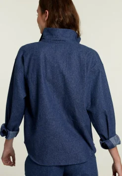 Discount River Woods Blauw hemd opgestikte zak -